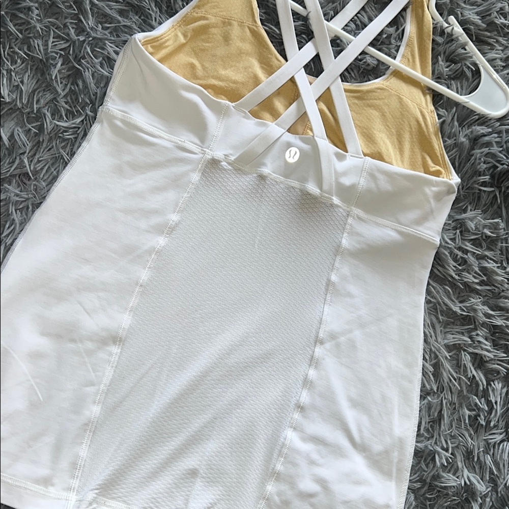lululemon athletica White and Yellow Tank Top